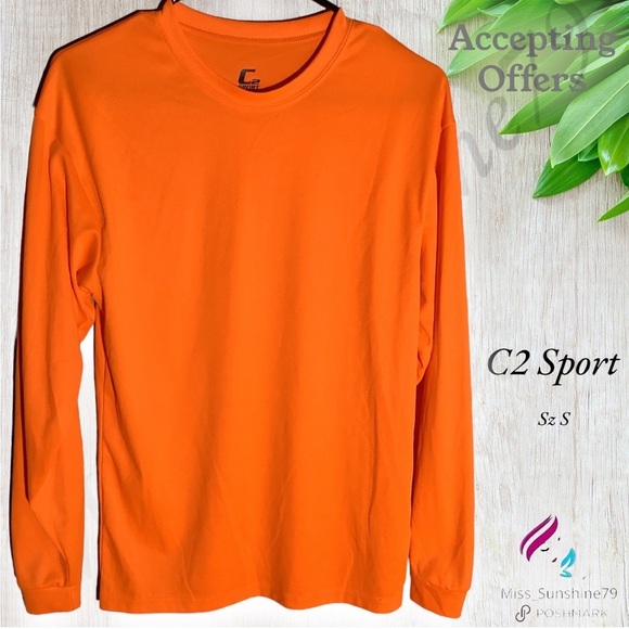C2 by Calibrate Other - C2 Sport - Sz S - bright orange athletic material smooth long sleeve shirt